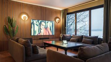 TV, fireplace, offices