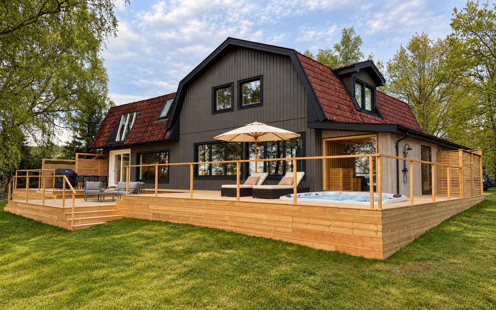The Villa – lakeside terrace, sauna and jacuzzi
