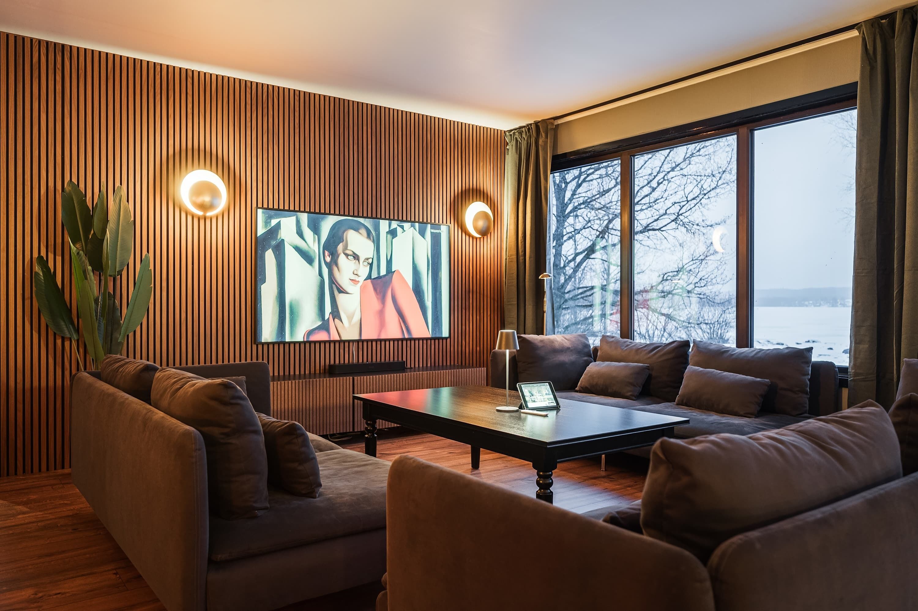 TV, fireplace, offices