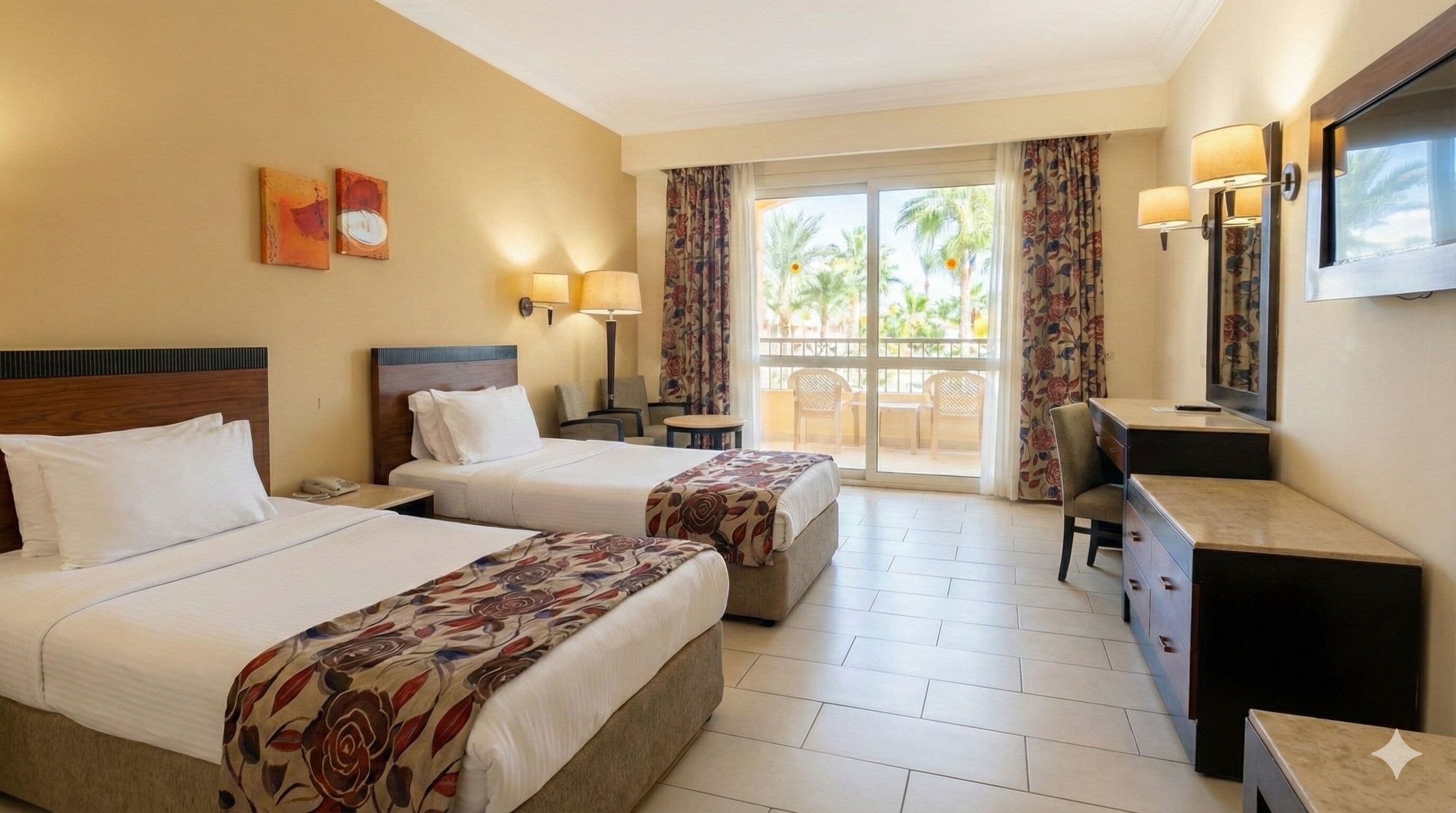 Chambre Double Standard, vue jardin | Literie hypoallergénique, couette en duvet d'oie, minibar