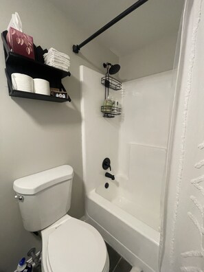 Combined shower/bathtub, towels, soap, shampoo - Cozy 1BR Apt Minutes From Skyline Drive!! (Amissville)