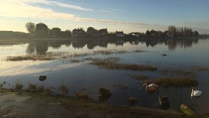 A calm lake with reflections of houses and trees, surrounded by open fields. - Spacious Refurbished Apartment - 2 mins walk from Bosham Harbour (Bosham)