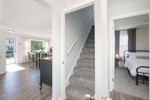 4 bedrooms, iron/ironing board, travel cot, WiFi