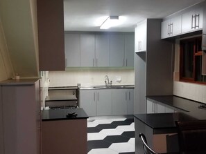 Fridge, microwave, stovetop, dishwasher