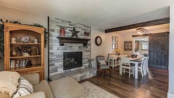 TV, fireplace, DVD player