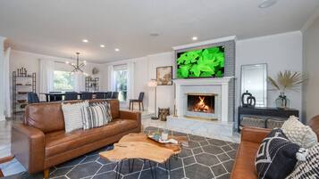 TV connectée, cheminée, chaßne hi-fi