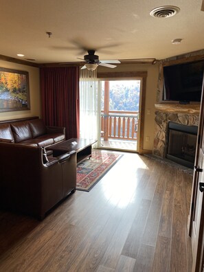 Smart TV, fireplace, DVD player