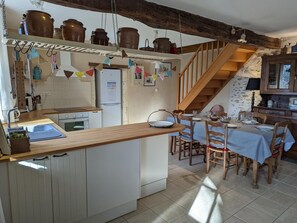 Fridge, microwave, dishwasher