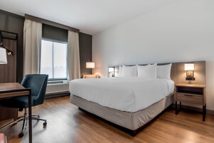 Premium bedding, desk, blackout drapes, iron/ironing board