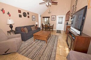 TV, fireplace, DVD player