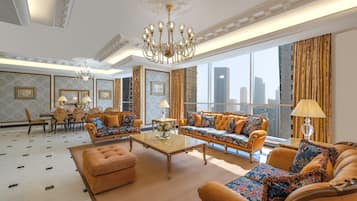 Penthouse, 3 Schlafzimmer (Duplex) | Wohnbereich | 42-Zoll-LED-Fernseher mit Satellitenempfang