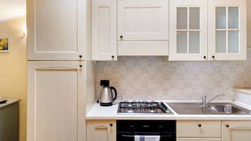 Fridge, oven, stovetop, electric kettle