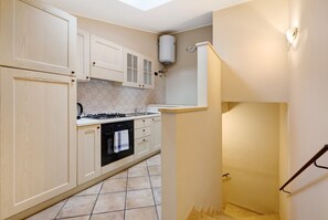 Fridge, oven, stovetop, electric kettle