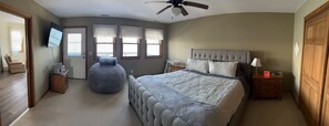 4 bedrooms, desk, iron/ironing board, travel cot