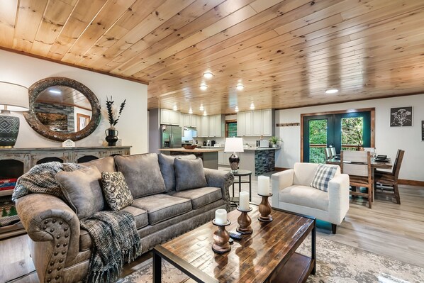 Smart TV, fireplace, video games, books