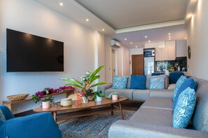 Executive Suite | Living area | 50-inch Smart TV with digital channels, TV - The Lead Hotel (Freetown)