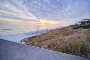 Beach nearby, sun loungers