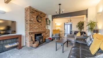 TV, fireplace, offices