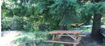 Two Trees Campsite, Picnic table and Fire pit.