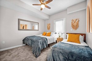 1 bedroom, desk, iron/ironing board, travel cot