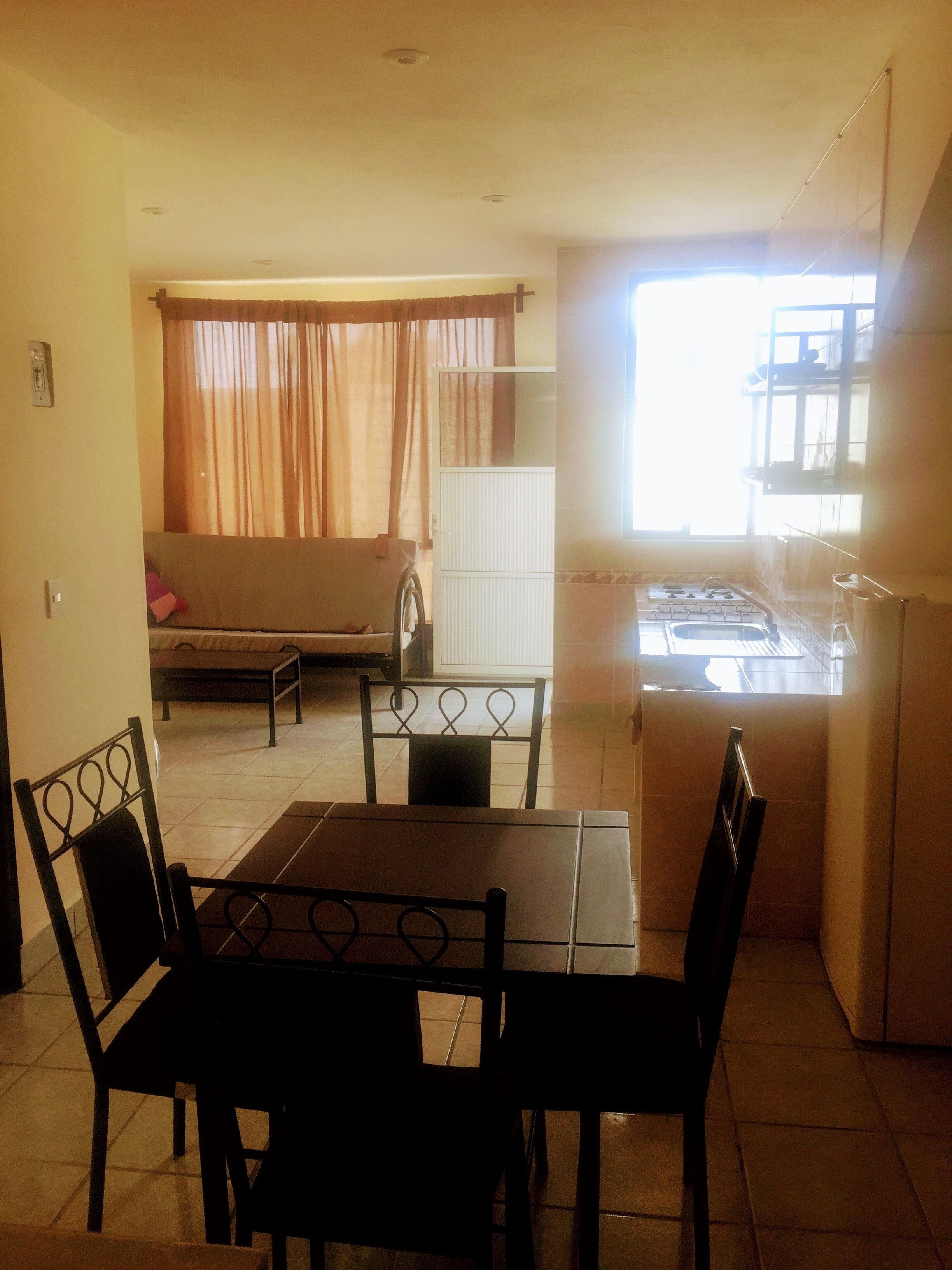Basic Loft | Private kitchen | Full-size fridge, cookware/dishes/utensils, dining tables
