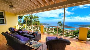 Terrace/patio - 6 Bedroom Ensuite Villa with Ocean Views, Private Saltwater Pool, Tropical Gardens (St. Thomas)