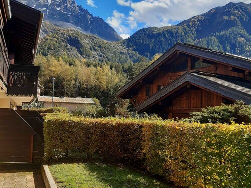 Garden Apartment Chamonix with parking and Mont Blanc view