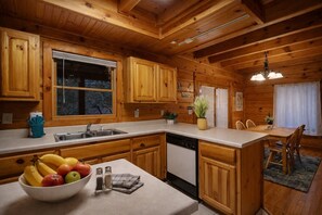 Fridge, microwave, dishwasher, coffee/tea maker