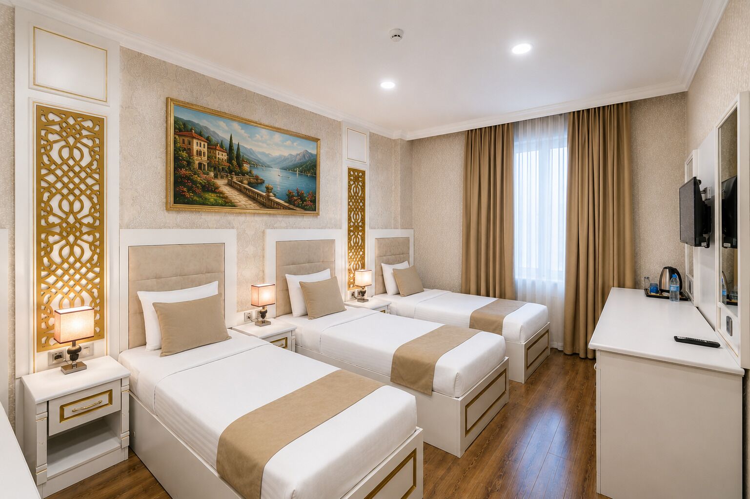 Deluxe Triple Room, 1 Bedroom, Desert view | Premium bedding, minibar, in-room safe, desk