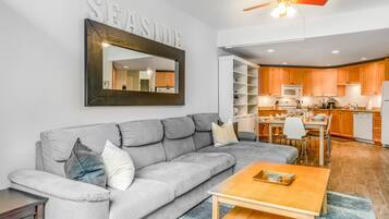 TV, fireplace, foosball, table tennis