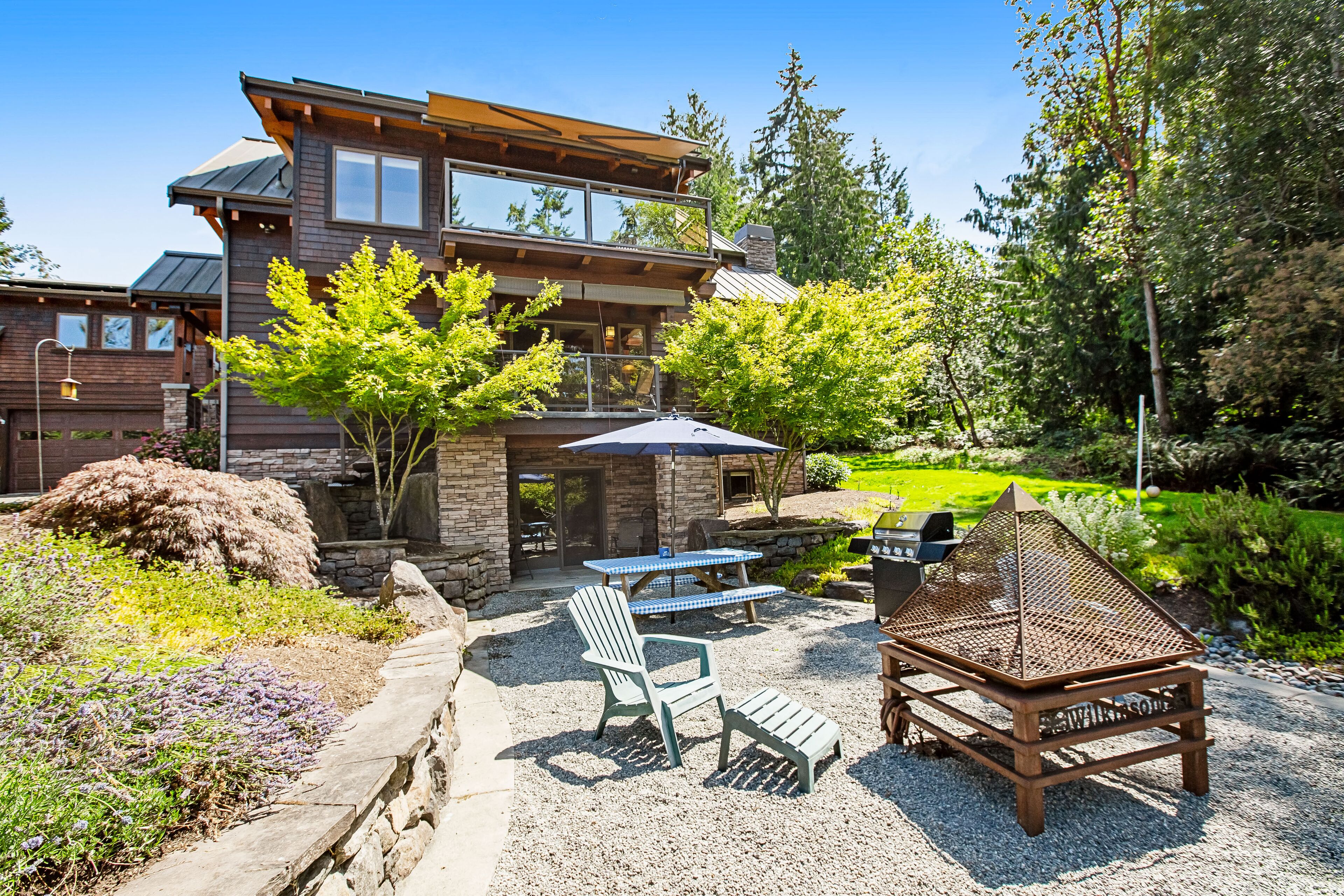 Eco-conscious home with private hot tub, Olympic views, gym, & play structure