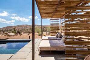 Outdoor pool, a heated pool - Gated-Private, 5 acres, Desert Luxury Villa, Pool/Hot Tub, SMALL WEDDINGS, ok! (Yucca Valley)