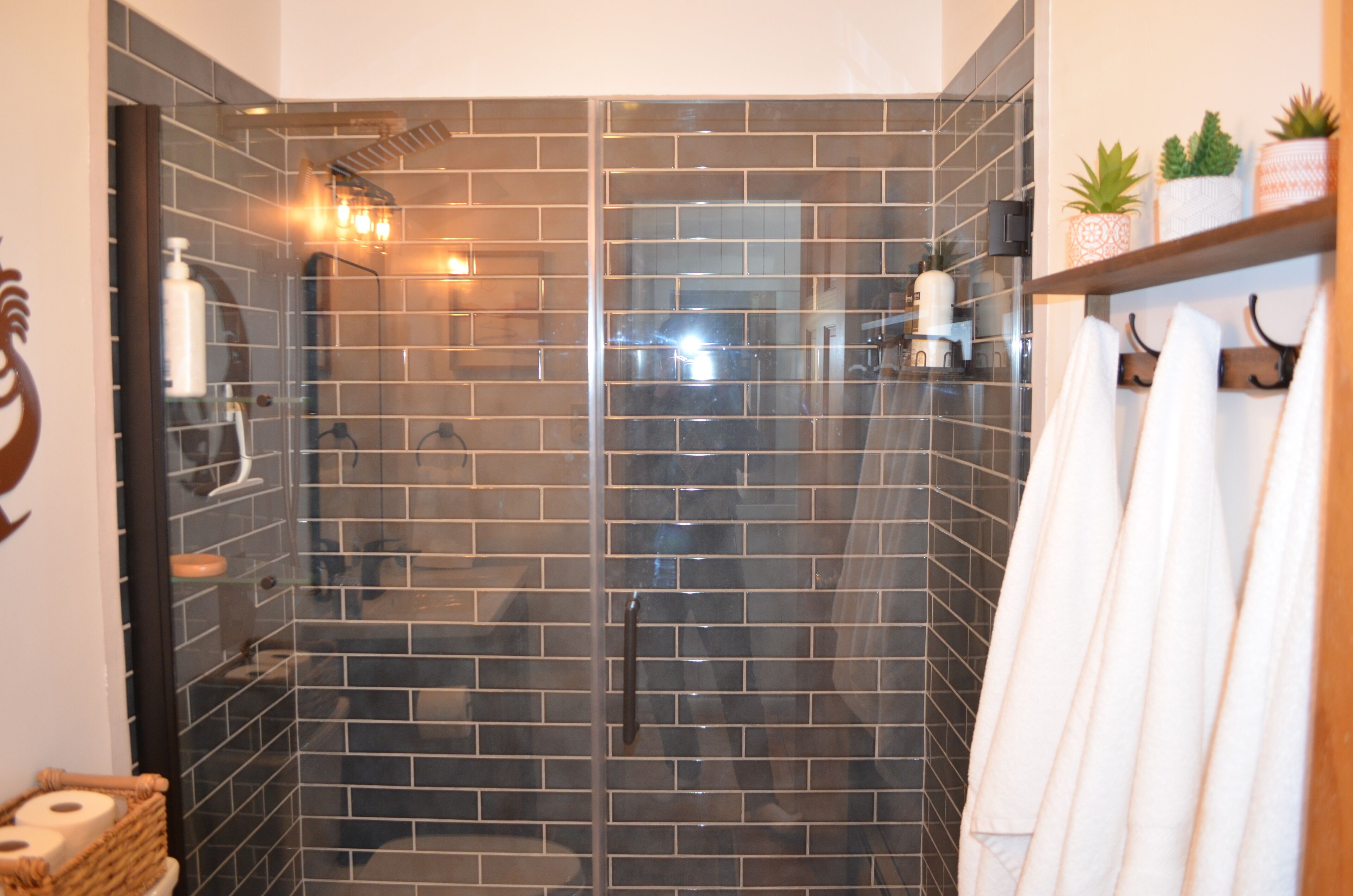 Combined shower/bathtub, hair dryer, bidet, towels