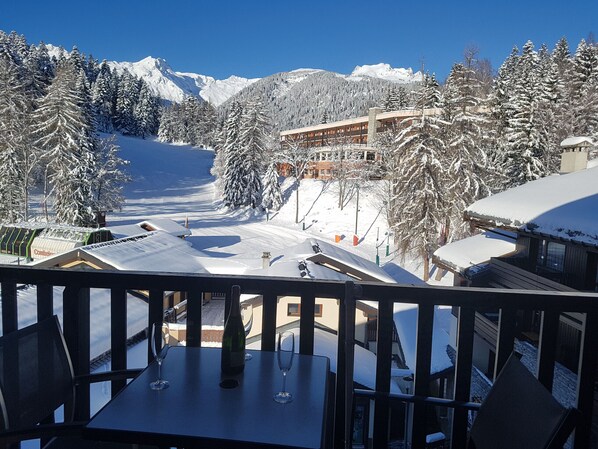 Outdoor dining - Studio 3 ppl, ski runs view, ski lifts at 50m (Doucy)