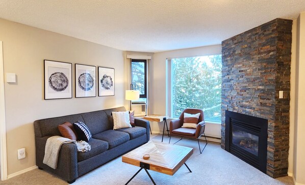 TV, fireplace