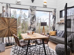 Télévision, cheminée, chaîne hi-fi