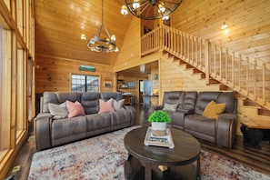Smart TV, fireplace, DVD player, books