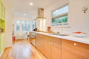 Microwave, coffee/tea maker, cookware/dishes/utensils