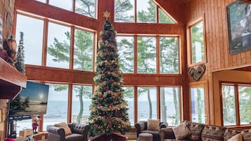 TV, fireplace, video games, DVD player