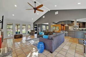 Smart TV, fireplace, video games, table football