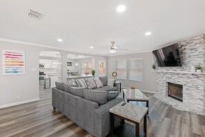 Smart TV, foosball, table tennis, books