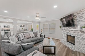 Smart TV, foosball, table tennis, books