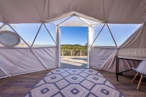 Interior - Romantic Stargazing Dome Stunning Mountain View Glamping Loving Heart Retreats  (Burnet)