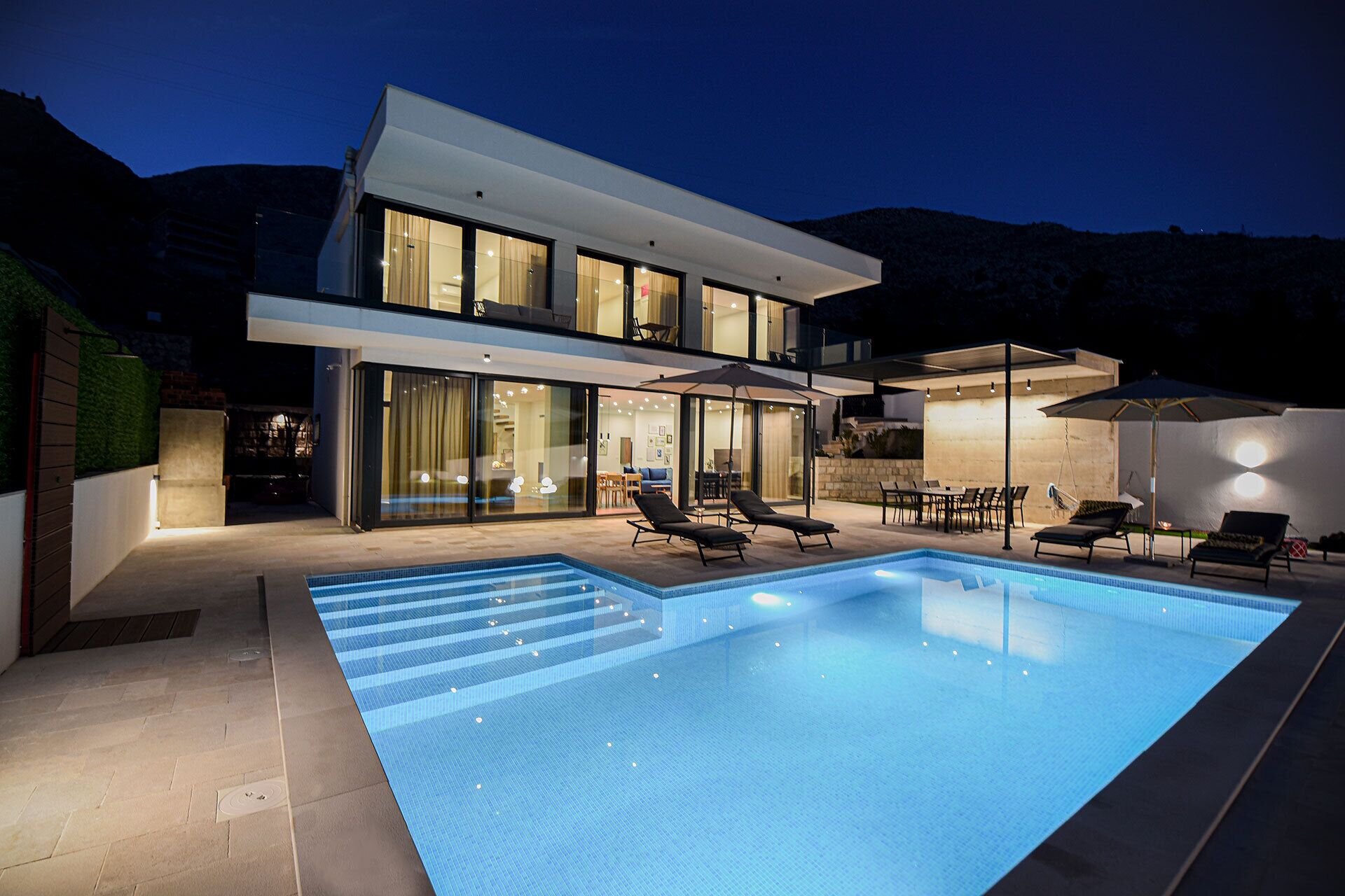 Piscine extérieure, piscine chauffée