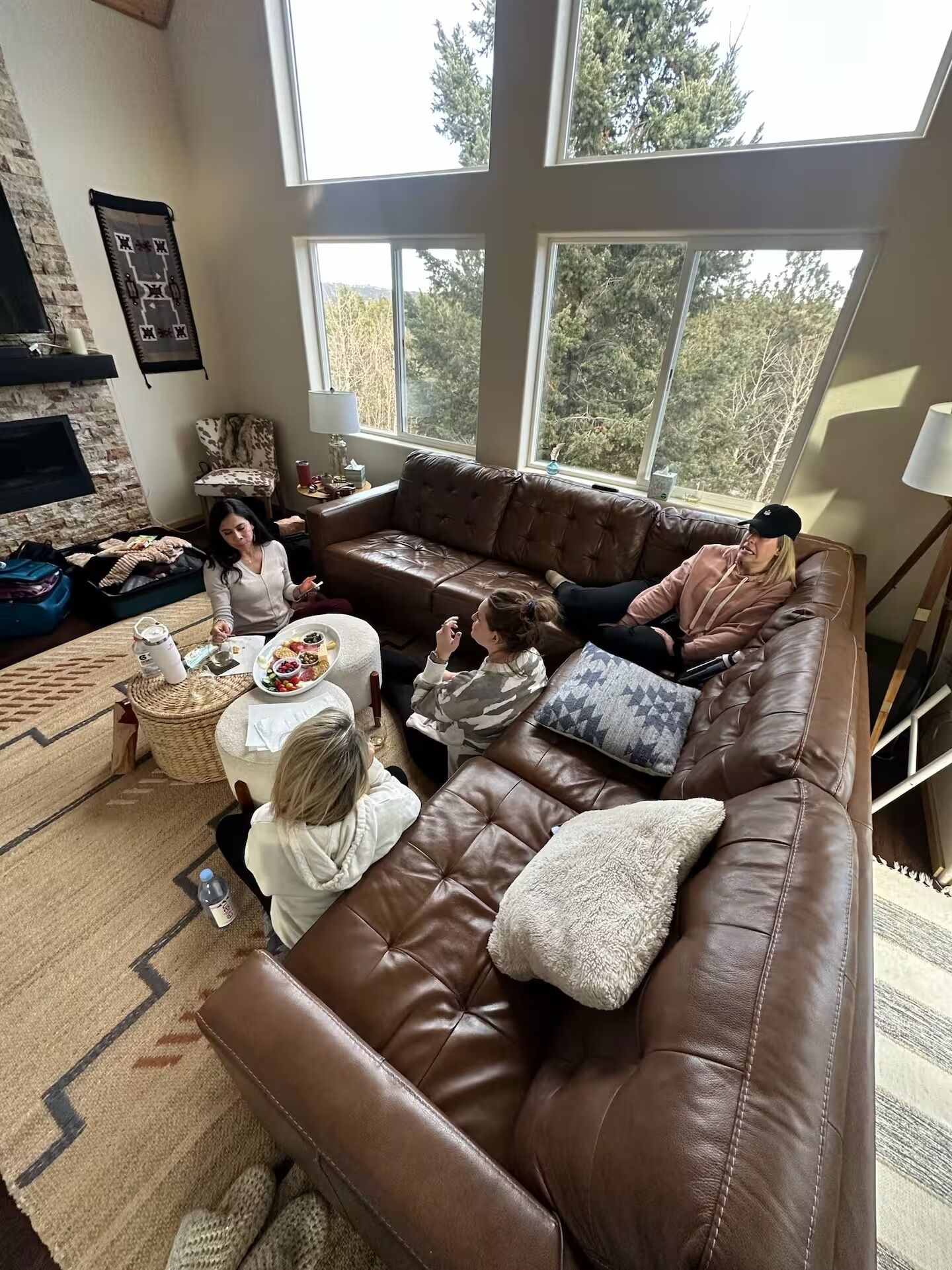 TV connectée, cheminée, livres