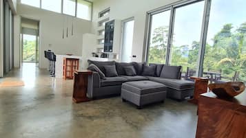 Smart TV, libros, biblioteca musical y estéreo