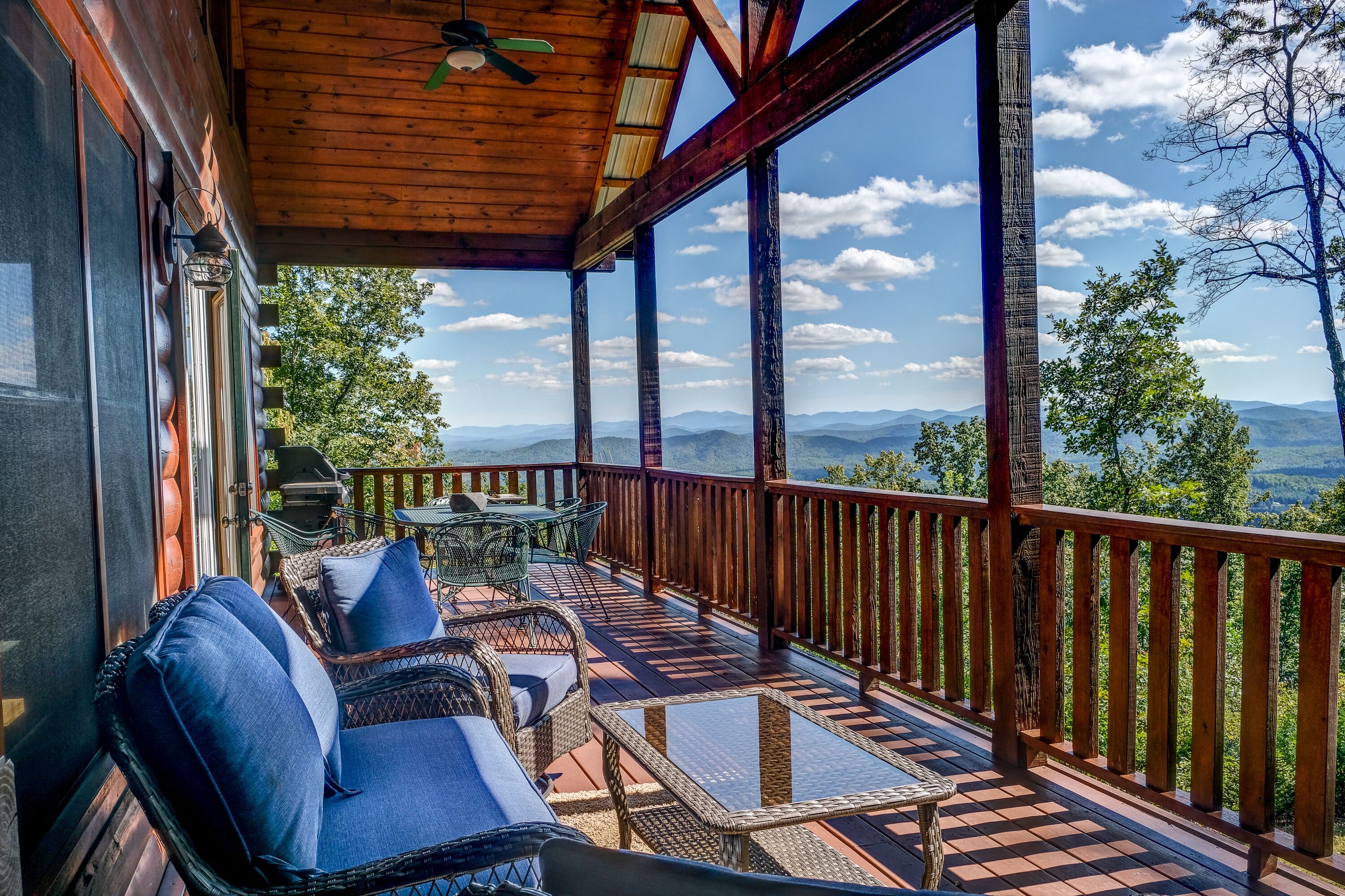 Airy mountain cabin with long range views