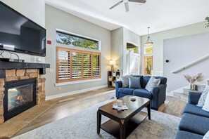 Townhome, Multiple Beds, Hot Tub, Mountain View (Bear Hollow Heaven) | Living area | 65-inch flat-screen TV with digital channels, fireplace - Bear Hollow Heaven Private Hot Tub 4 Bedroom Luxury Condo (Park City)