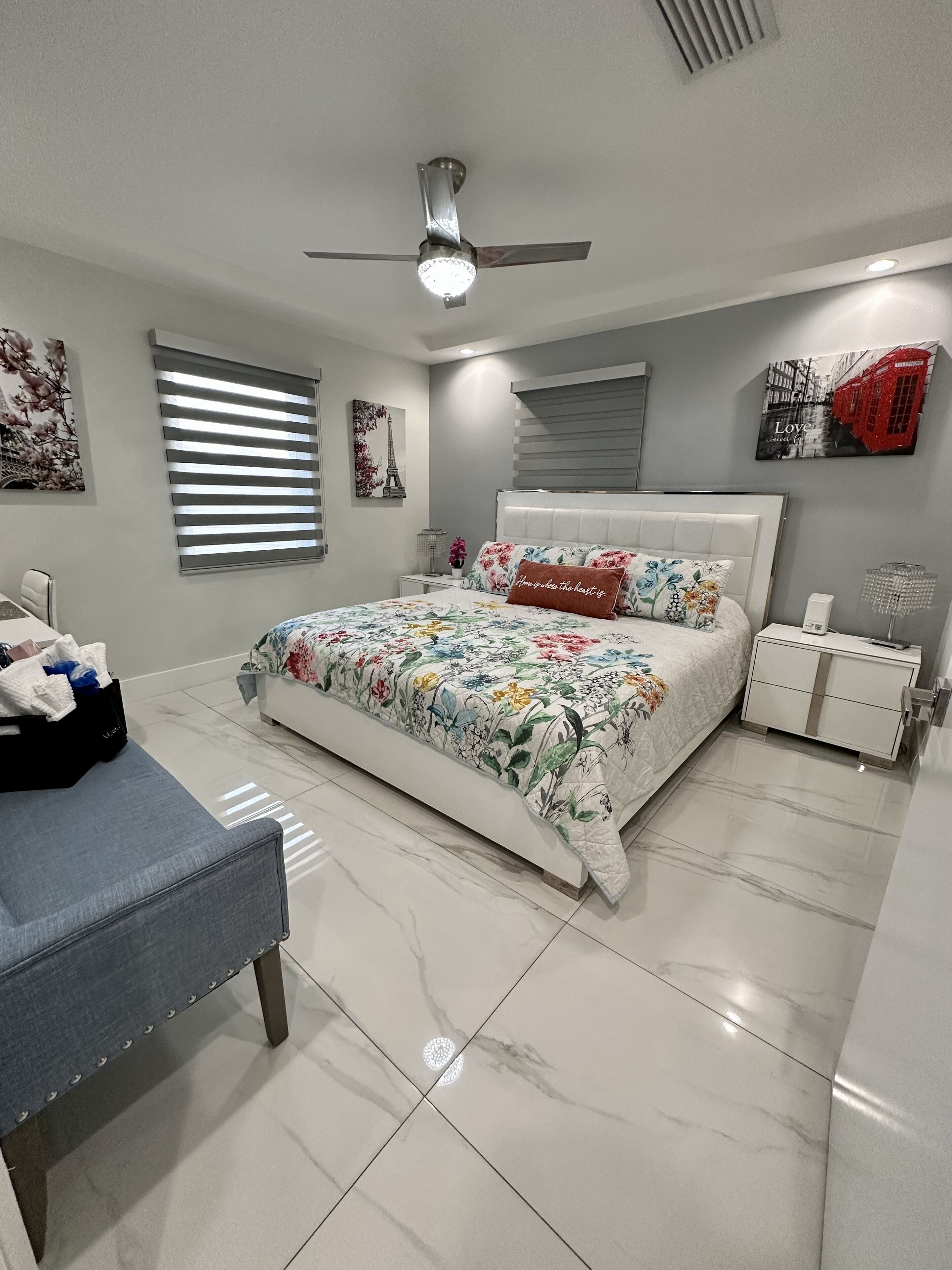2 bedrooms, desk, iron/ironing board, travel cot