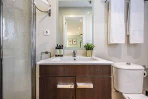 Shower, hair dryer, towels - Loft in Gran Via -5º No Elevator-SB5 (Madrid)